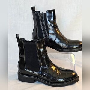 Crocodile Embossed Ankle Boots